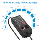 SHNITPWR Universal AC to DC Adapter 3V ~ 24V 2A 48W Switching Power Supply 3V 5V 6V 9V 12V 15V 18V 19V 20V 24V 1A 1.5A 2 Amps Adjustable AC/DC Converter Transformer with 14 Tips & Polarity Converter